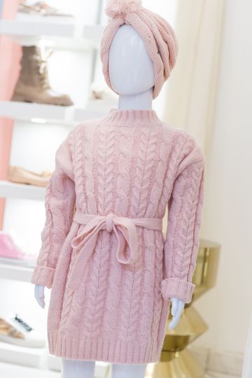 Robe mailles rose